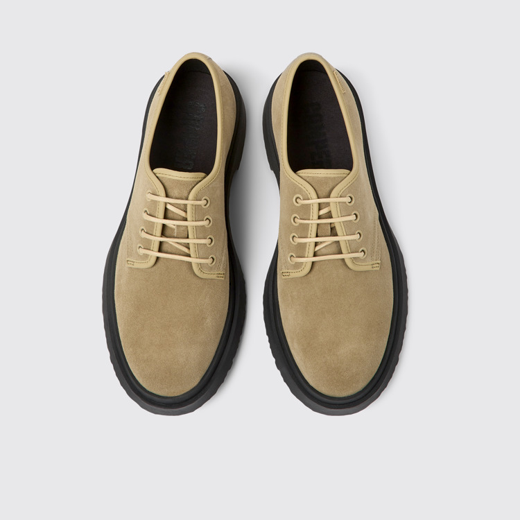 Overhead view of Walden Beige leather shoes for men