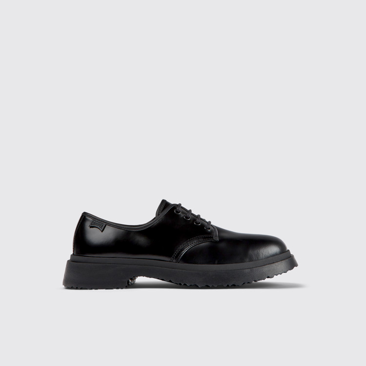 Side view of Walden Black leather shoes for men