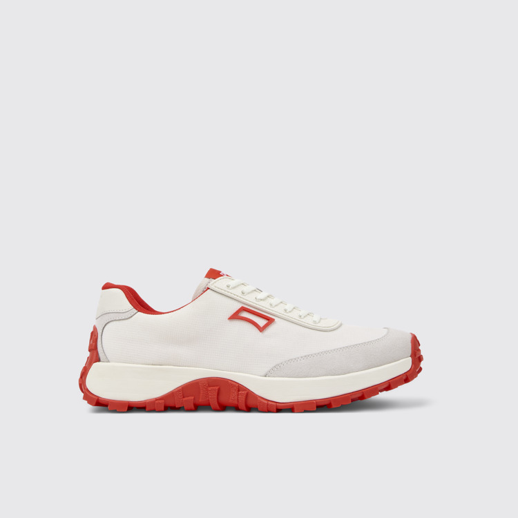 Drift Trail VIBRAM White Recycled PET and Nubuck Sneakers for Men.側面