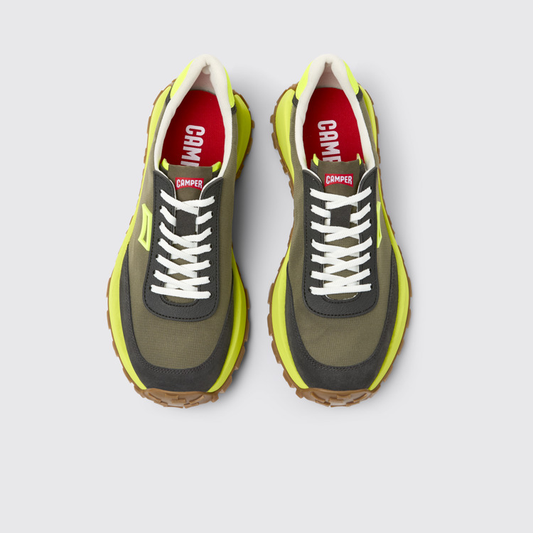 Overhead view of Drift Trail VIBRAM Multicolor Recycled PET and Nubuck Sneakers for Men.