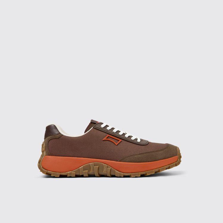 Side view of Drift Trail Brown Textile and Nubuk Sneakers for Men.