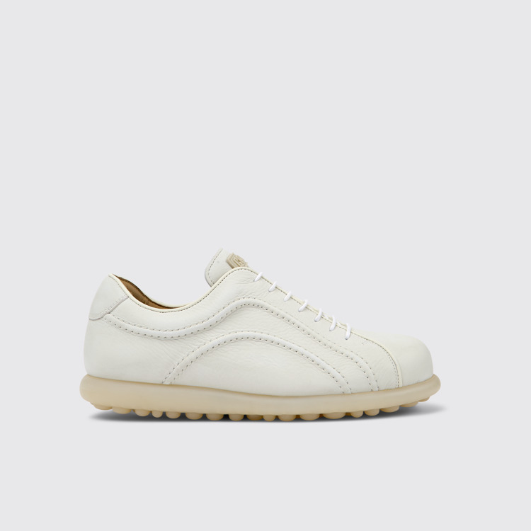 Side view of Pelotas White non-dyed leather sneakers for men