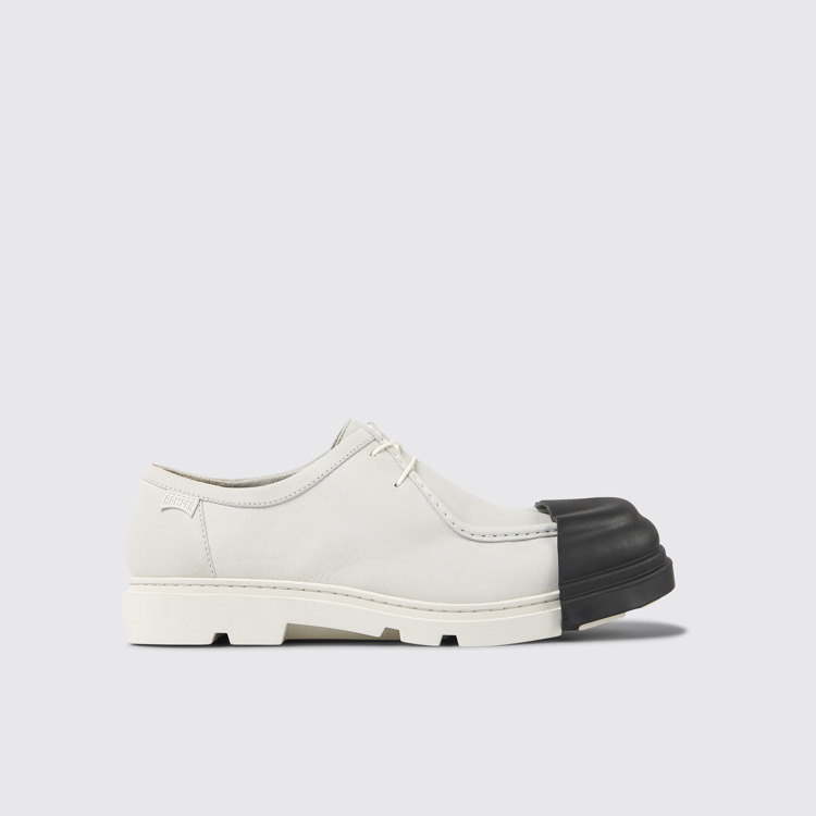 Side view of Junction White non-dyed leather shoes for men