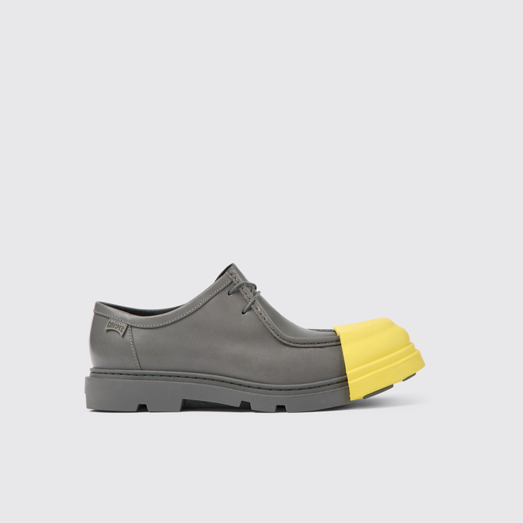 Side view of Junction Gray responsibly raised leather shoes for men