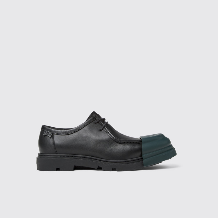 Side view of Junction Black leather shoes for men