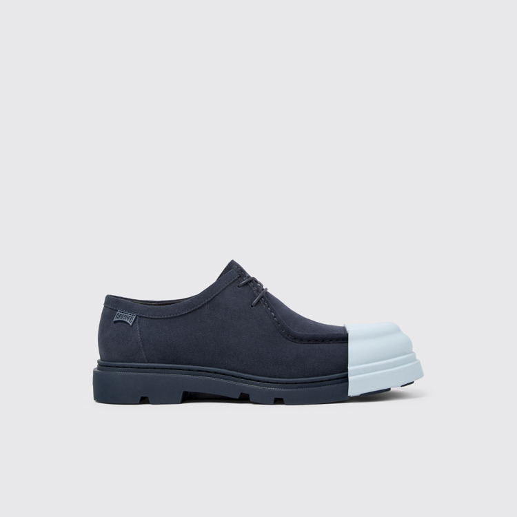 Side view of Junction Blue nubuck shoes for men