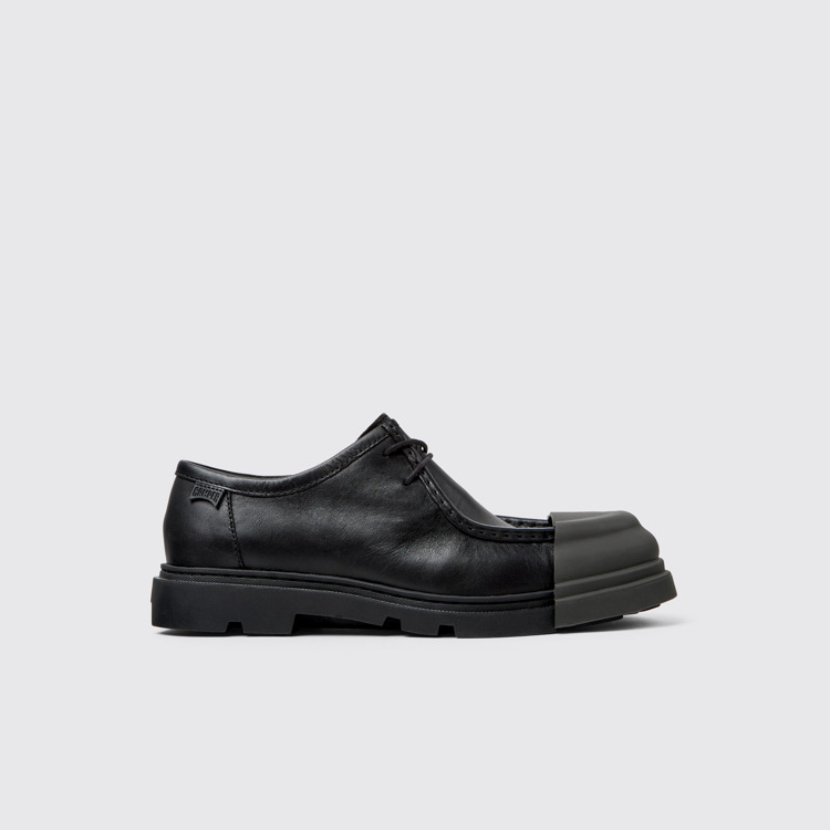 Side view of Junction Black Leather Men's Shoe.