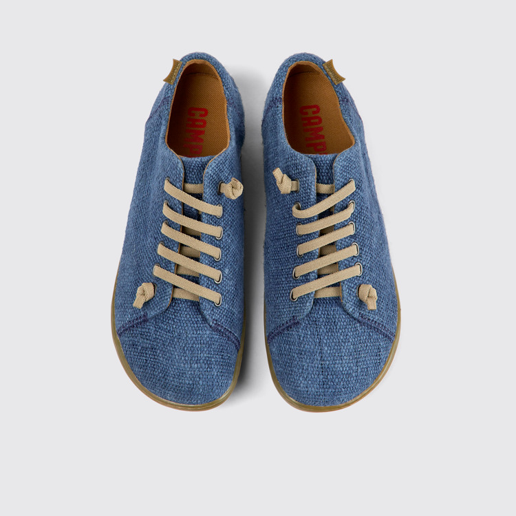 Overhead view of Peu Blue textile shoes for men