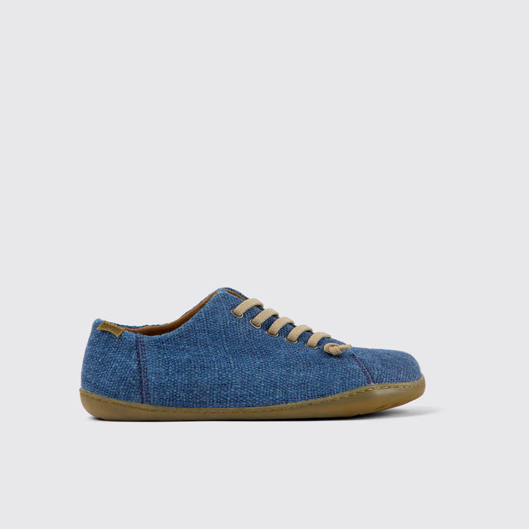 Side view of Peu Blue textile shoes for men