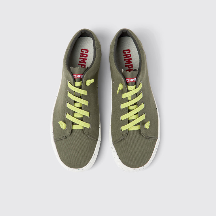 Overhead view of Peu Touring Green textile sneakers for men