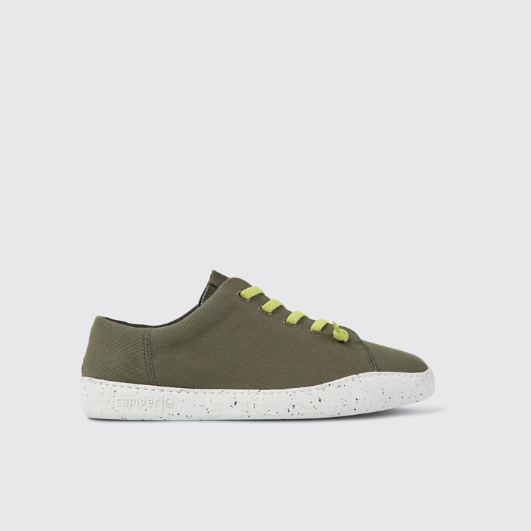 Side view of Peu Touring Green textile sneakers for men