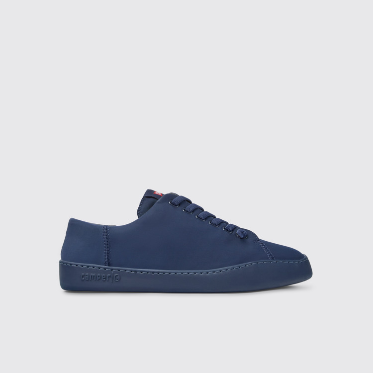 Side view of Peu Touring Blue Textile Sneaker for Men