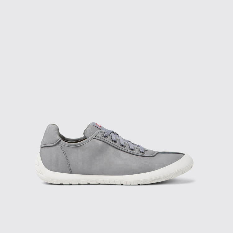 Side view of Path Gray textile sneakers for men