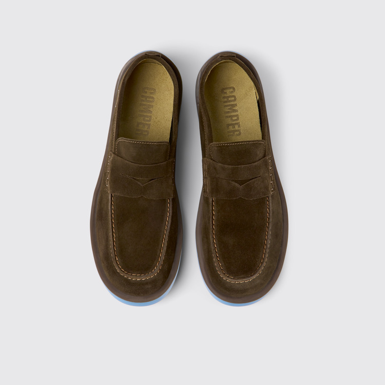 Overhead view of Wagon Brown nubuck shoes for men