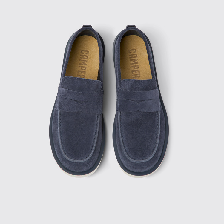 Overhead view of Wagon Blue nubuck shoes for men