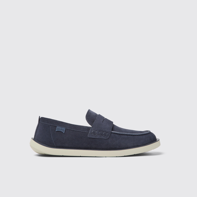 Side view of Wagon Blue nubuck shoes for men