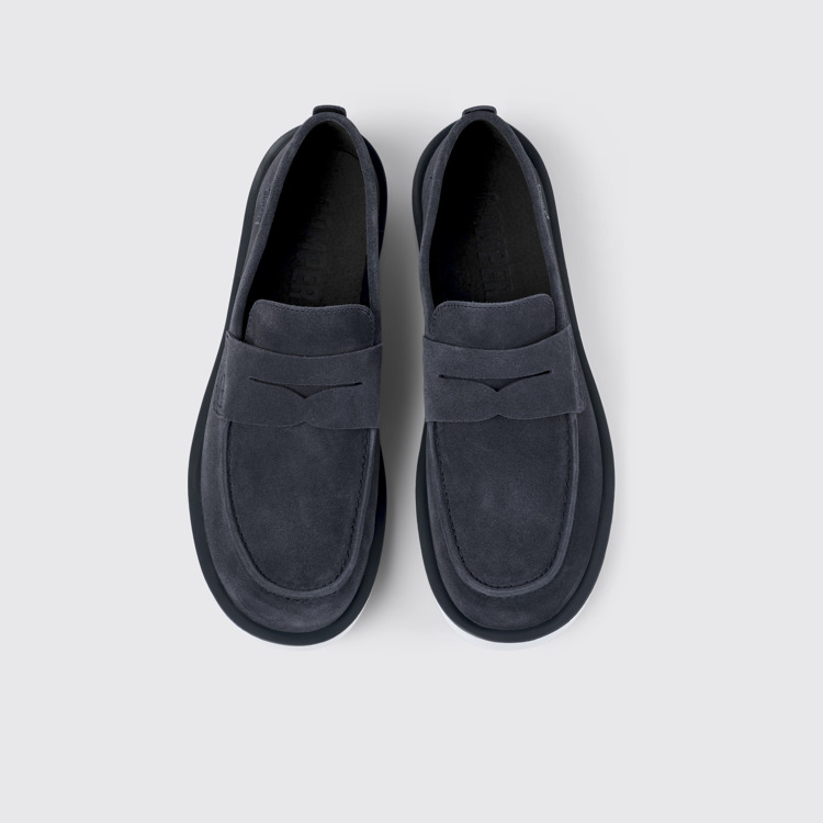 Wagon Mocassins en nubuck bleu pour homme