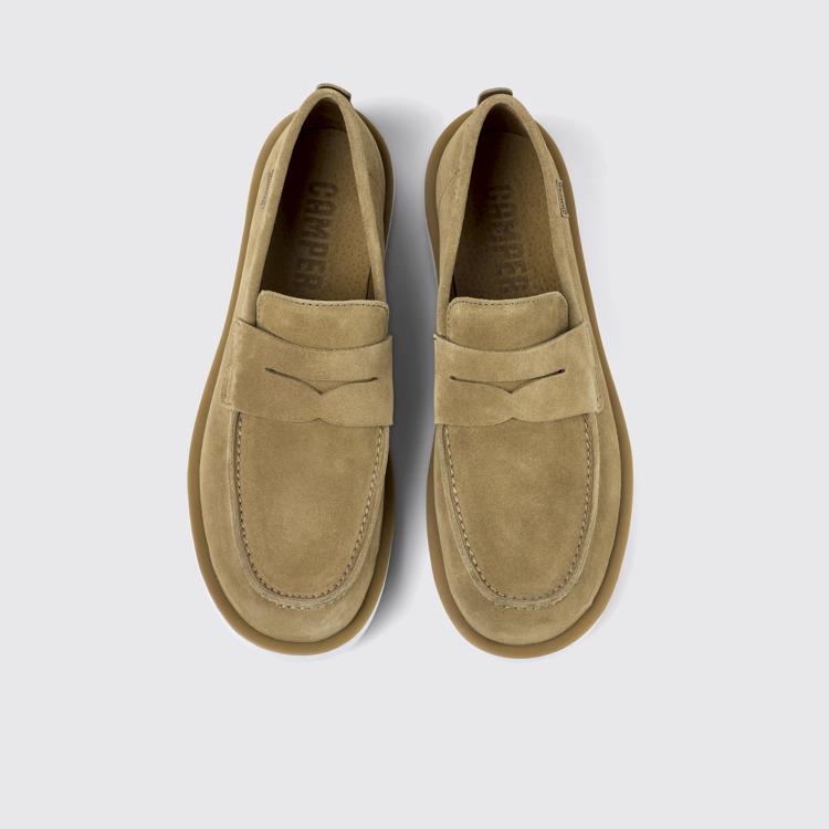 Overhead view of Wagon Brown Nubuck Moccasin for Men