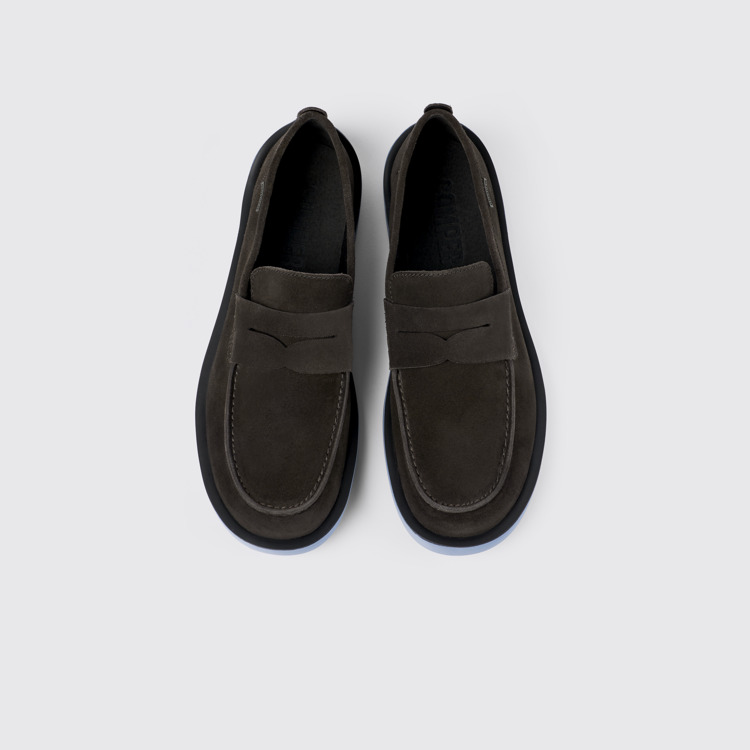 Overhead view of Wagon Gray Nubuck Moccasin for Men