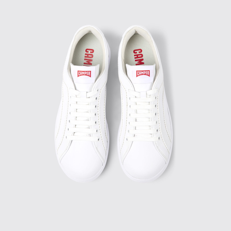 Overhead view of Pelotas XLite White leather sneakers for men