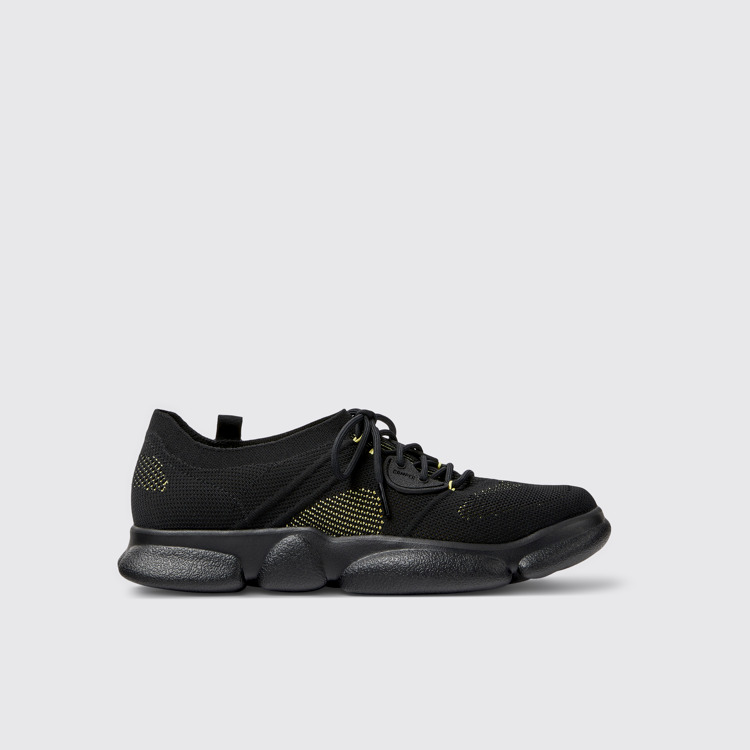 Side view of Karst Black textile sneakers for men