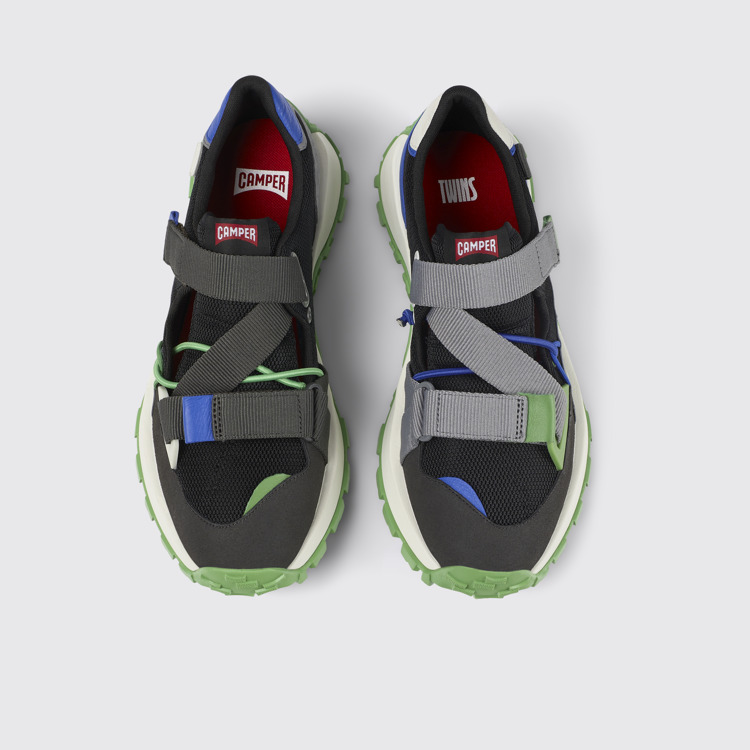 Overhead view of Twins Multicolored Textile/Leather Sneaker for Men