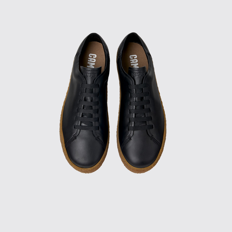 Overhead view of Peu Terreno Black Leather Men's Shoes.