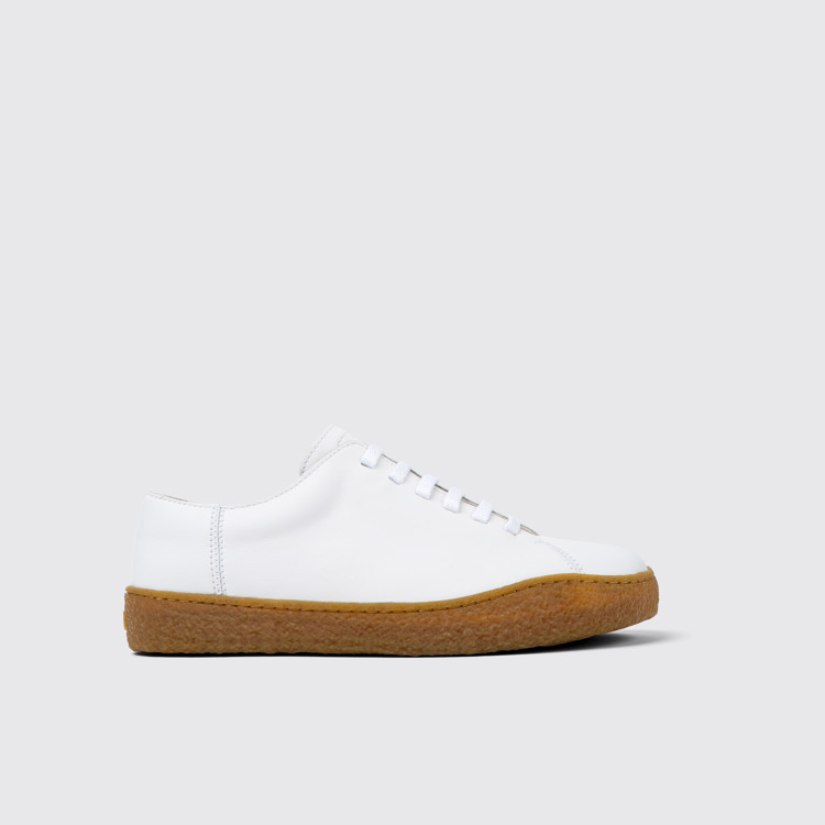 Side view of Peu Terreno White leather shoes for men