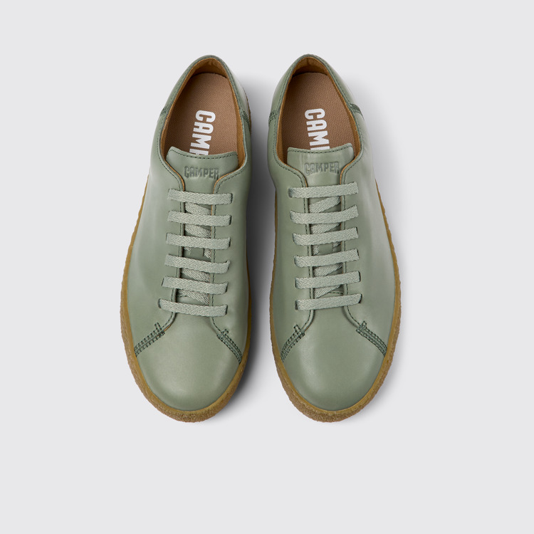 Overhead view of Peu Terreno Green leather shoes for men