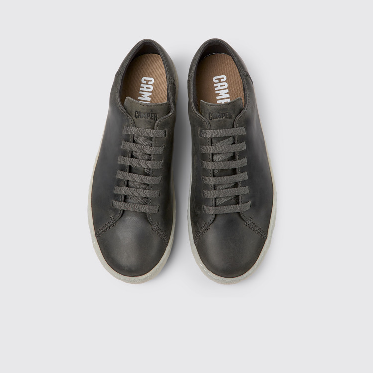 Overhead view of Peu Terreno Gray leather shoes for men