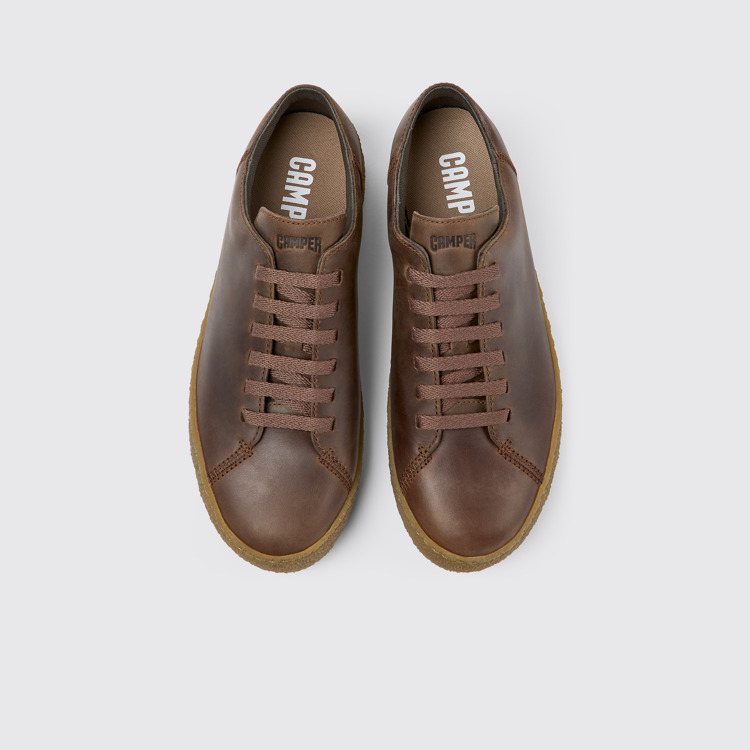 Overhead view of Peu Terreno Brown leather shoes for men