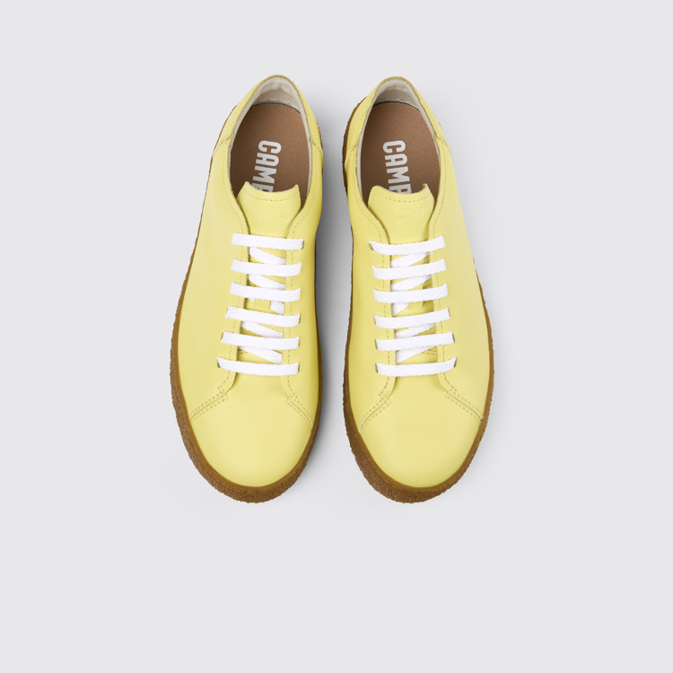 Overhead view of Peu Terreno Yellow Leather Sneaker for Men