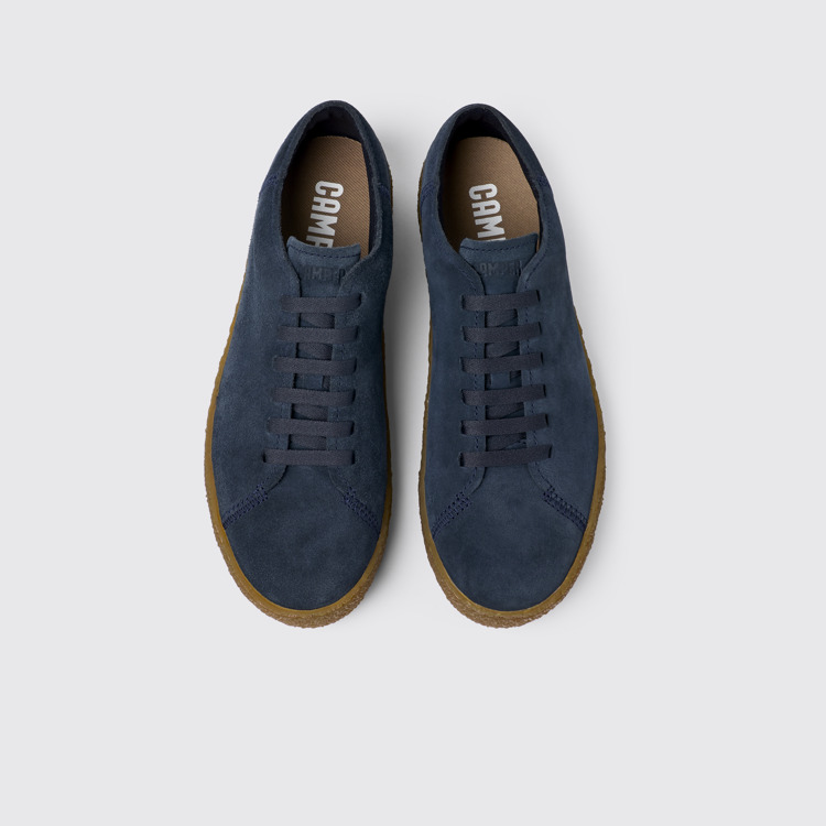 Overhead view of Peu Terreno Blue Nubuck Shoes for Men.