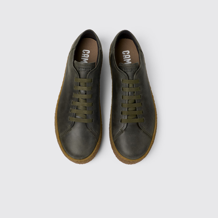 Overhead view of Peu Terreno Green nubuck shoes for men