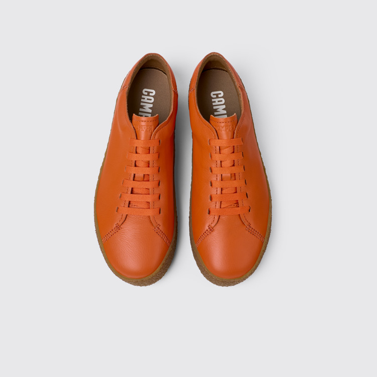 Overhead view of Peu Terreno Orange leather shoes for men