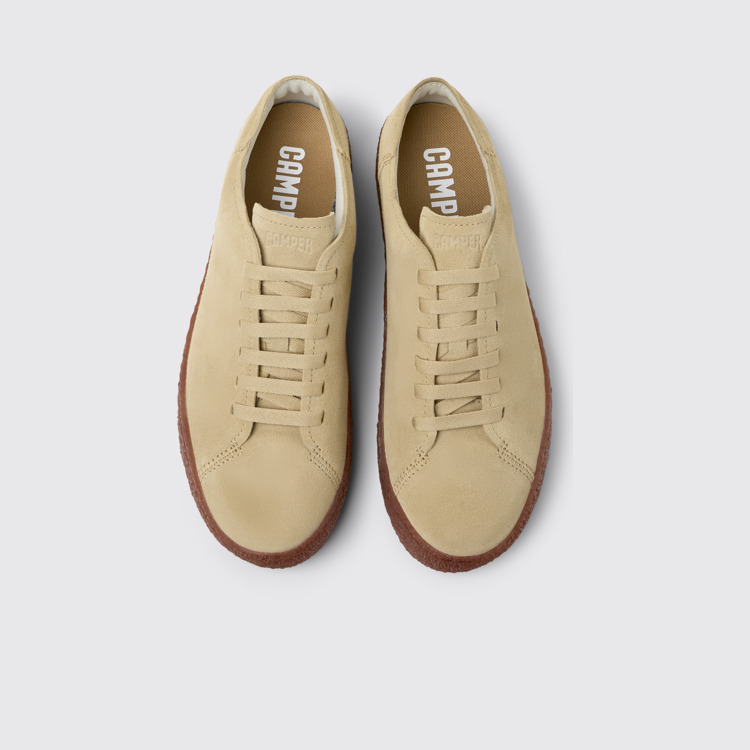 Overhead view of Peu Terreno Beige Nubuck Shoes for Men.