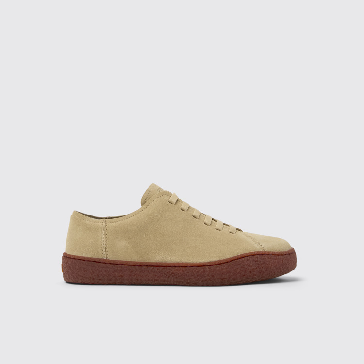 Peu Terreno Beige Nubuck Shoes for Men. modelin yandan görünümü