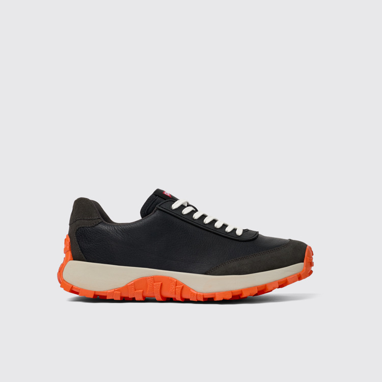 Side view of Drift Trail VIBRAM Black textile and nubuck sneakers for men