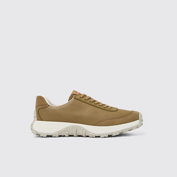 Side view of Drift Trail VIBRAM Brown leather and nubuck sneakers for men