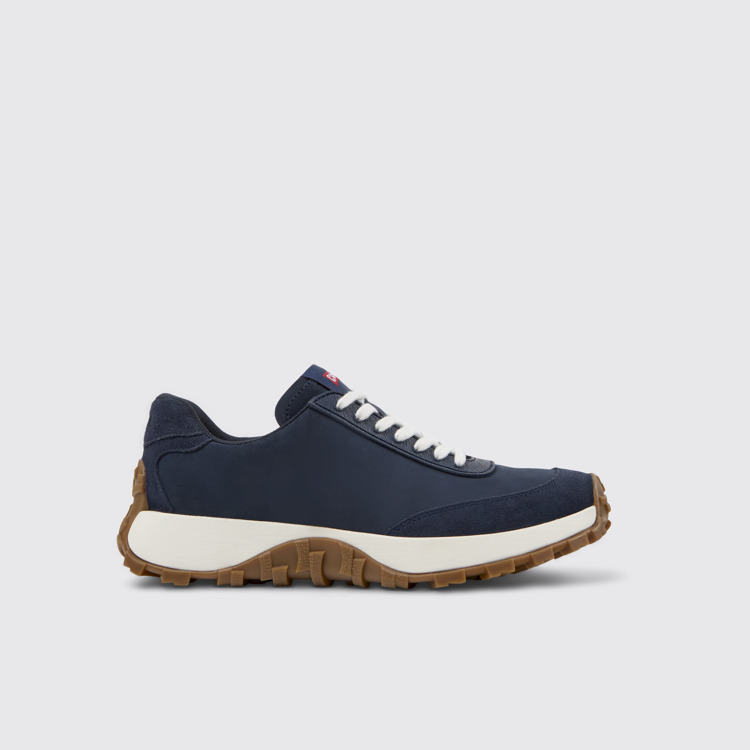 Side view of Drift Trail VIBRAM Blue Nubuck and Textile Sneakers for Men.