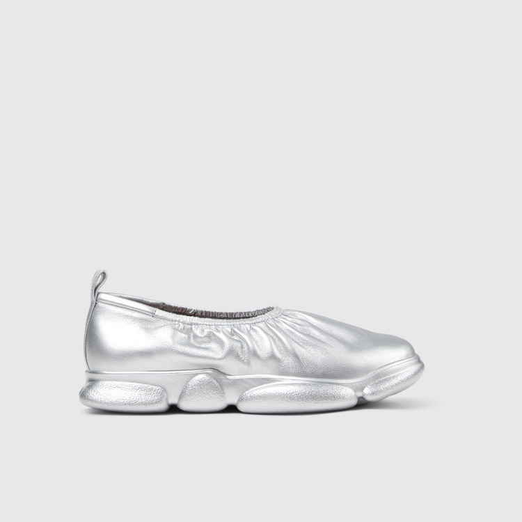 Side view of Karst Silver Leather Men's Shoes.