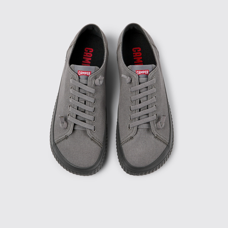 Overhead view of Peu Roda Gray recycled cotton sneakers for men