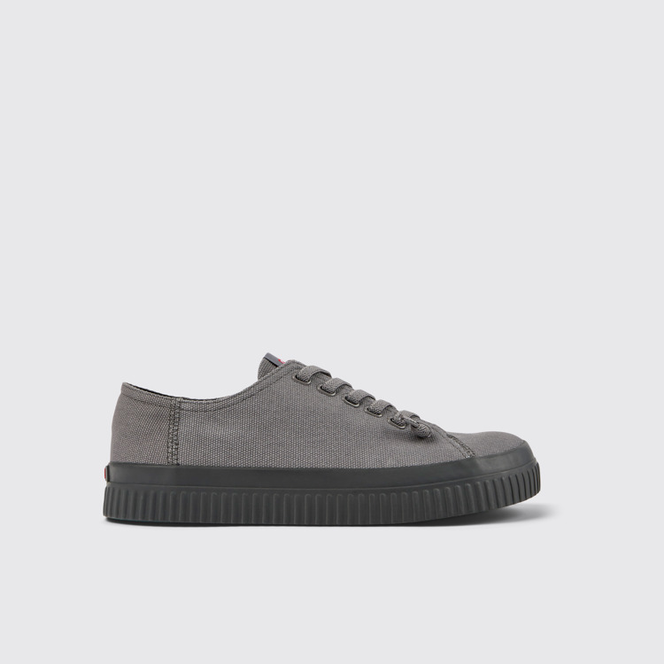 Side view of Peu Roda Gray recycled cotton sneakers for men