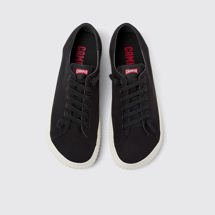 Overhead view of Peu Roda Black TENCEL™ Lyocell Sneakers for Men.