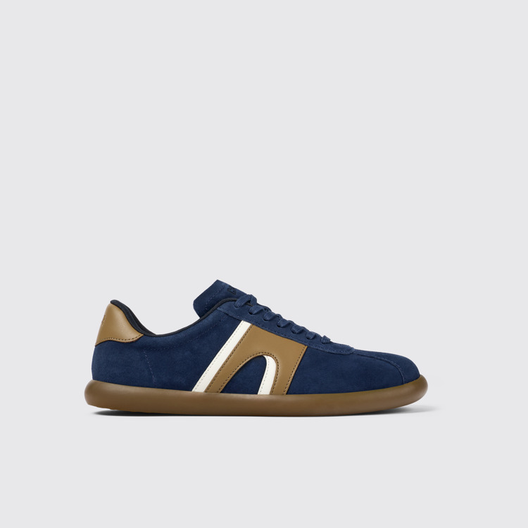 Side view of Pelotas Soller Blue Nubuck/Leather Sneaker for Men