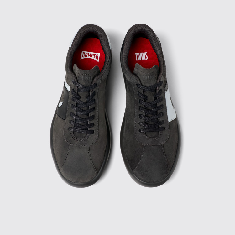 Overhead view of Twins Gray-black Nubuck/Leather Sneaker for Men