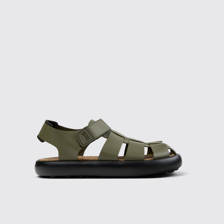 Side view of Pelotas Flota Green Leather Men's Sandals.