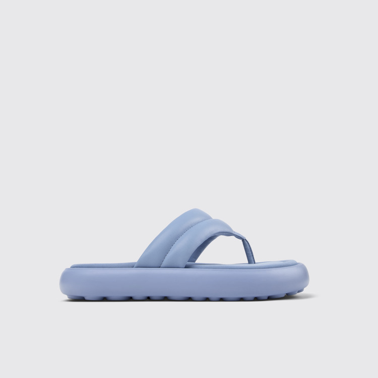 Side view of Pelotas Flota Blue Leather Flip-Flop for Men