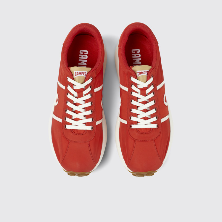 Overhead view of Pelotas Athens Red Textile Sneaker for Men