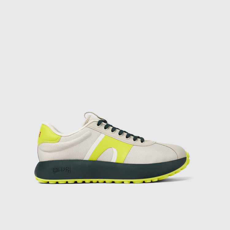 Side view of Pelotas Athens Gray-yellow Textile Sneaker for Men